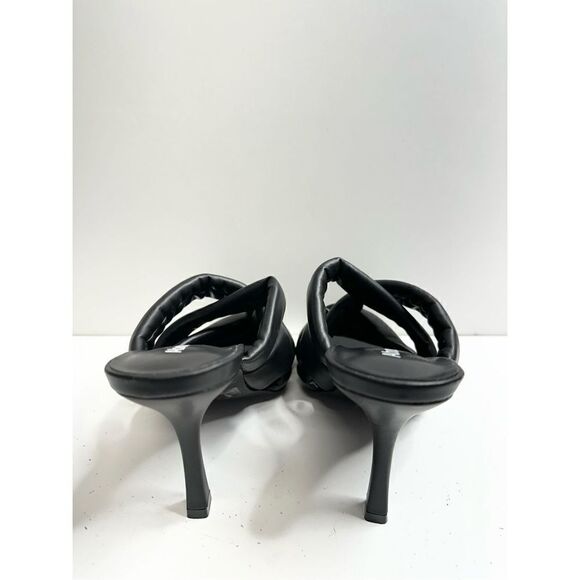 Abound Sandals Womens Size 7.5 Black Square Toe Woven Slip On Heels New - Picture 6 of 7